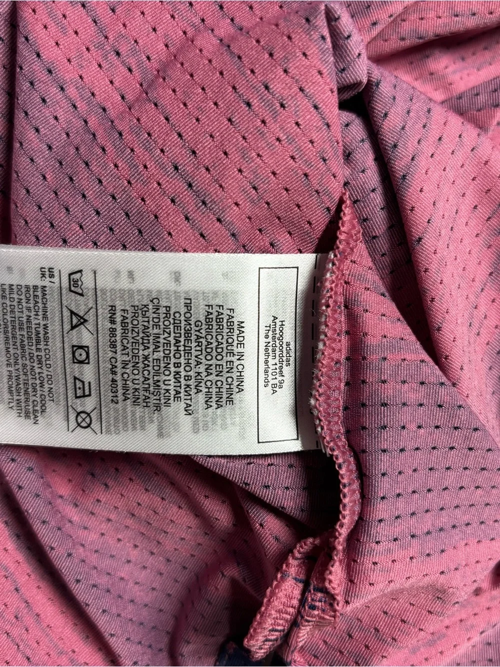 adidas Men's Pink and Navy Striped TPC Boston Golf Polo